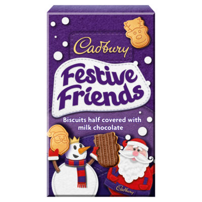 Cadbury Festive Friends Biscuits Half Covered with Milk Chocolate 150g