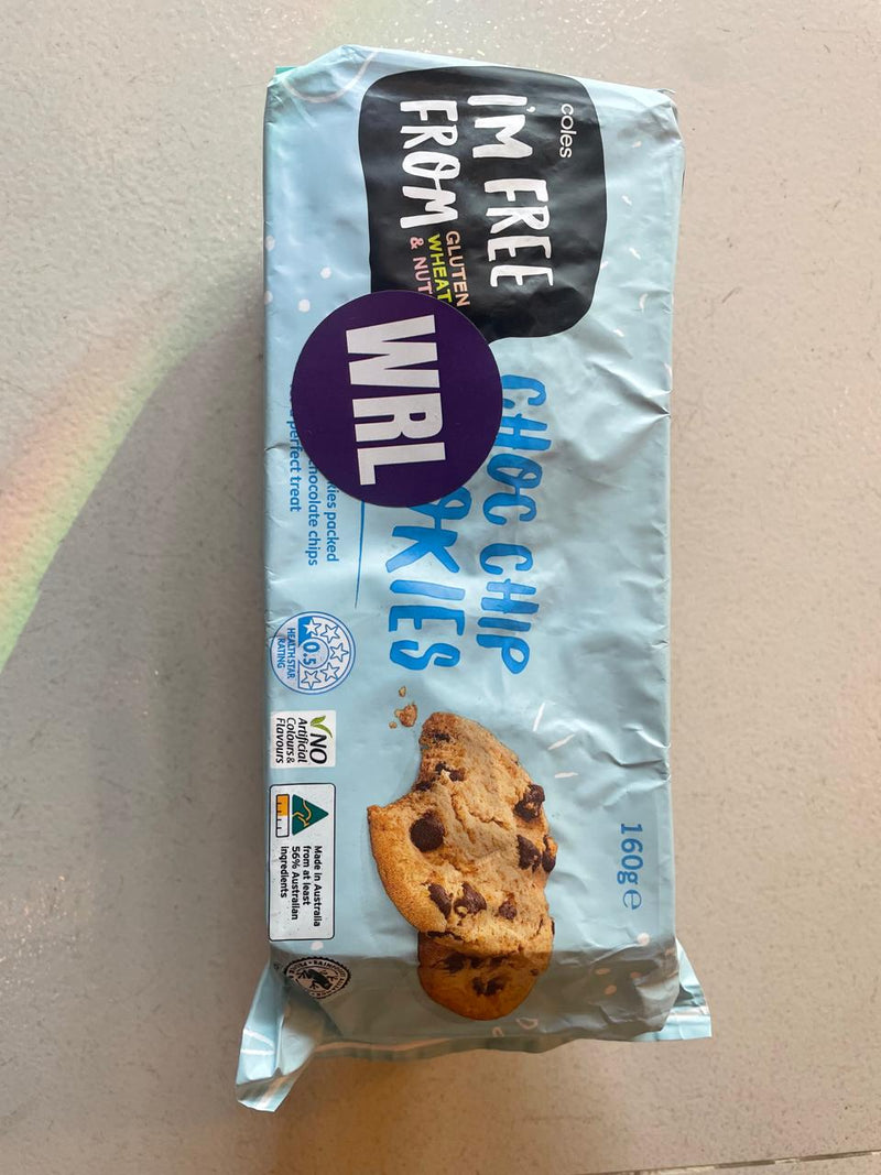 COLES CHOC CHIPS COOKIES FREE FROM GLUTEN WHEAT & NUT