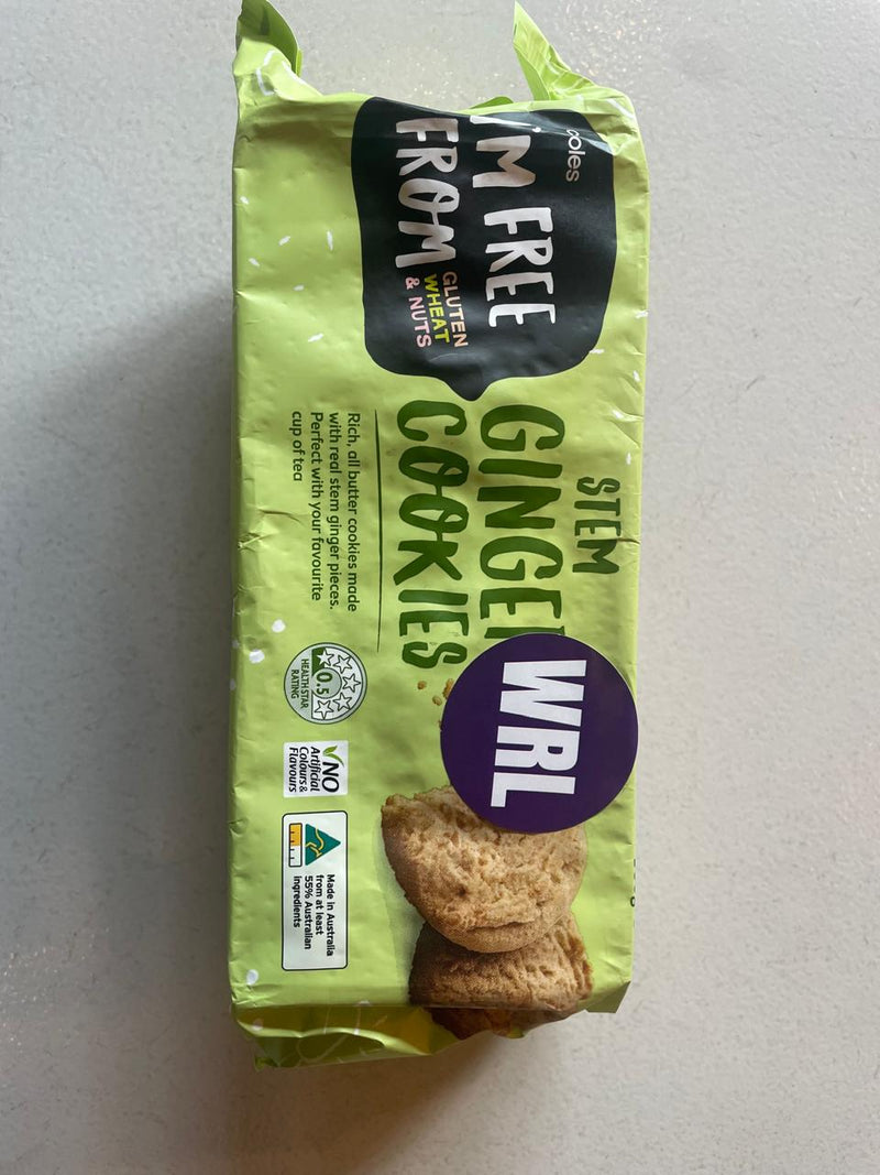 COLES STEM GINGER COOKIES FREE FROM GLUTEN WHEAT & NUTS