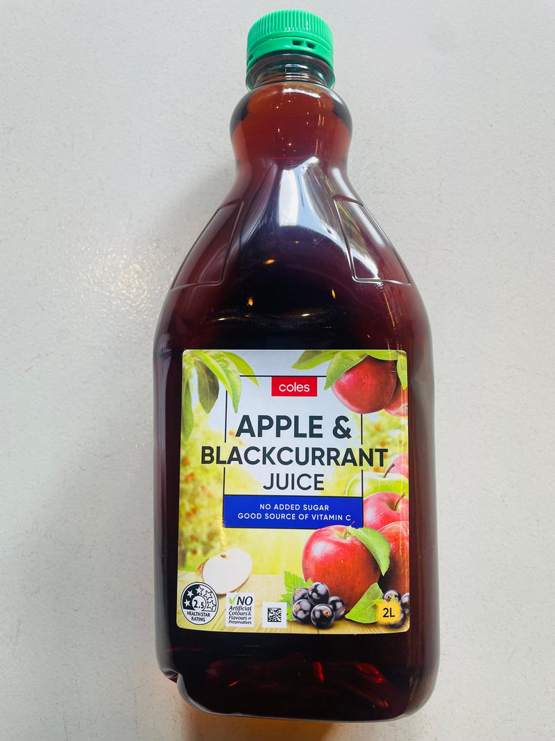 COLES APPLE & BLACKCURRANT JUICE  2L